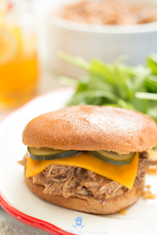 slow cooker sweet bbq shredded pork sandwich