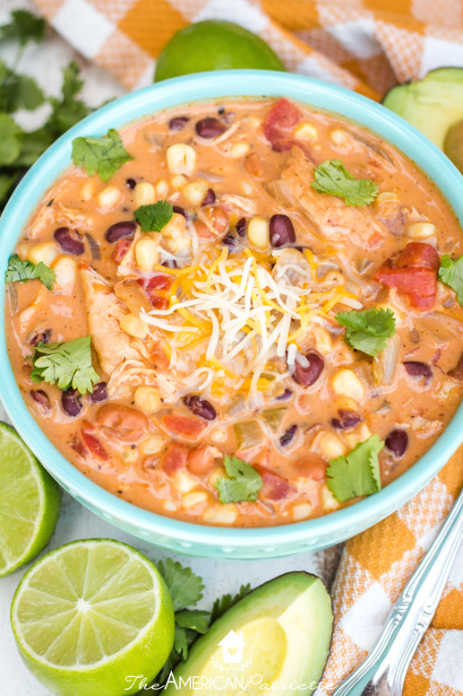 Creamy Chicken Enchilada Soup - The American Patriette