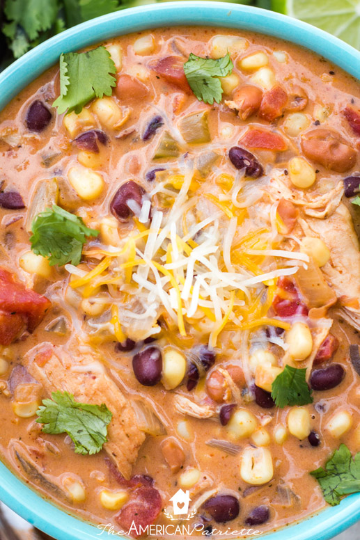 Creamy Chicken Enchilada Soup - The American Patriette