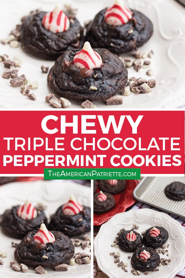 Chewy Triple Chocolate Peppermint Christmas Cookies