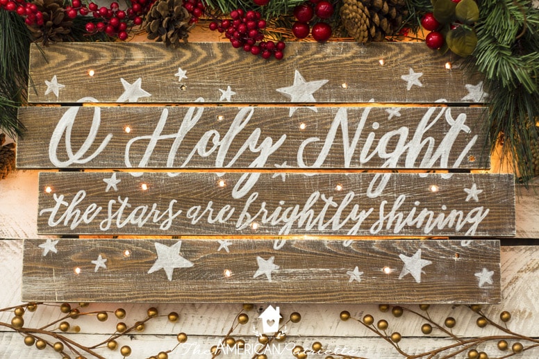 Rustic DIY Light-Up Christmas Sign with O Holy Night Verse