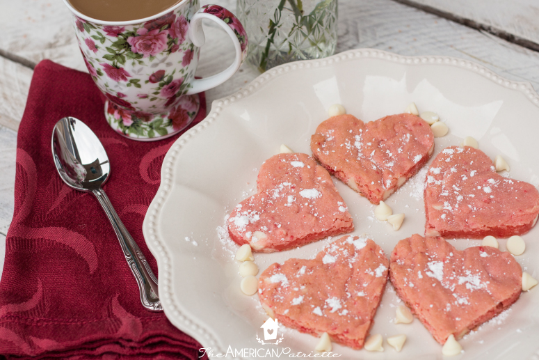 Strawberry Cake Mix Heart-Shaped Valentine Cookies