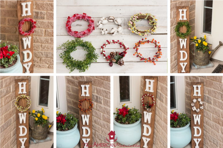 DIY Howdy Front Porch Pallet Sign with Interchangeable Seasonal Wreaths
