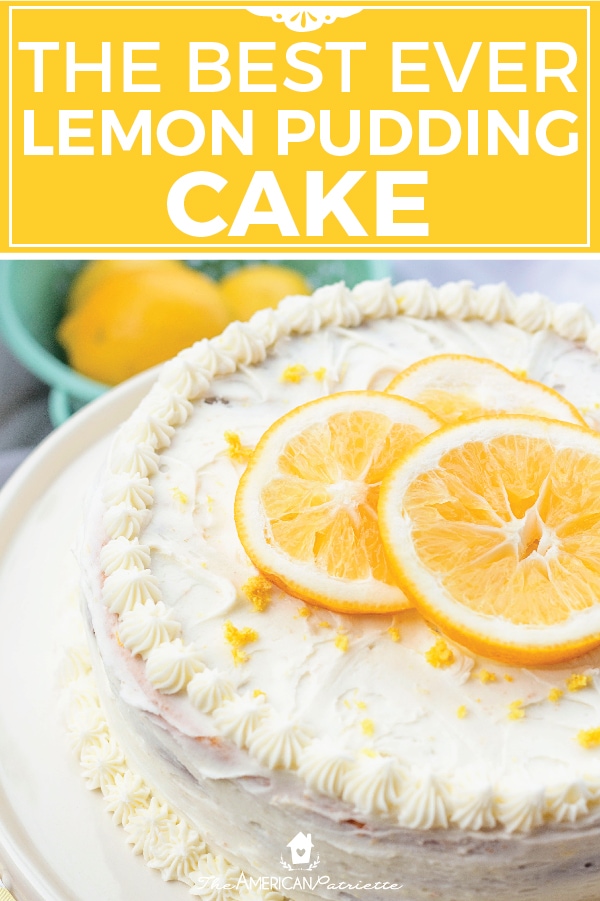 The Best Lemon Cake Recipe made with pudding and cake mix, tastes like it was made completely from scratch! Super moist and delicious layered cake recipe! #lemoncake #dessert #lemonrecipes #dessertrecipes #puddingcake