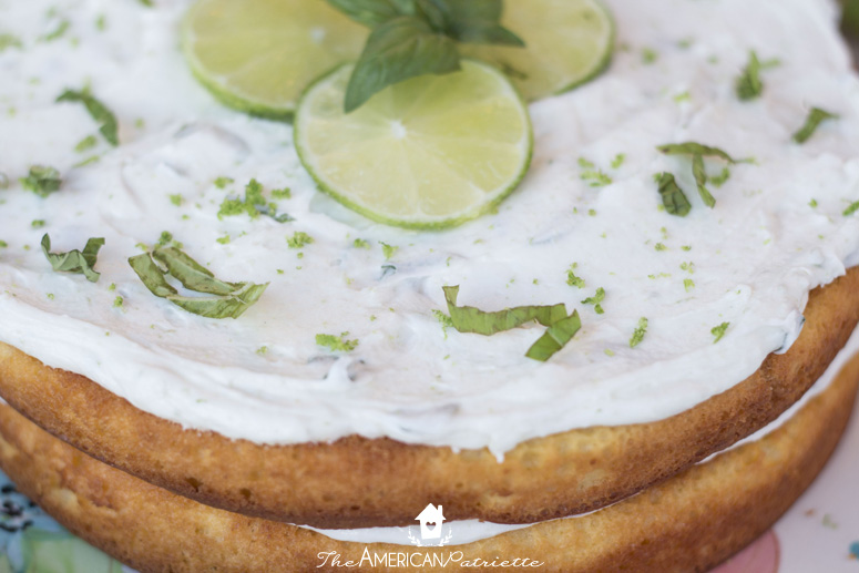 Moist Citrus Pudding Cake with Lime Basil Buttercream Frosting