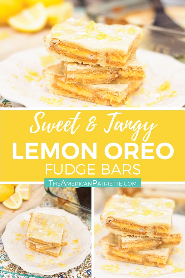 These chewy easy lemon cookie bars, made from scratch with Oreos in the middle, are one of the best homemade lemon dessert recipes you'll ever make! #lemondessert #lemonrecipe #homemadecookies #cookierecipe #lemonbars