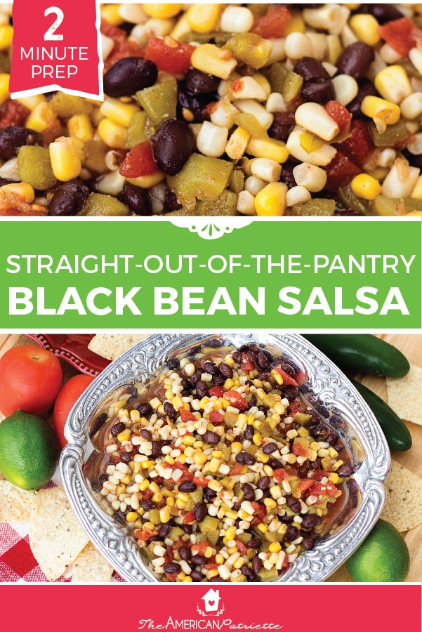 Easy black bean corn salsa recipe - a fresh dip made with corn, canned beans, and other pantry staples #salsa #blackbeansalsa #textmex #snackrecipes