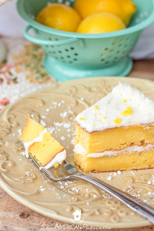 The Best Ever Lemon Cake Made with Pudding and Lemon Buttercream Frosting