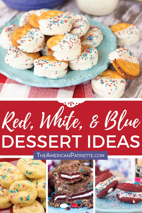 Get some fun red, white and blue dessert ideas for your Memorial Day parties and 4th of July parties! Several easy recipes, perfect for a crowd! #4thofJuly #patrioticrecipes #Memorialday #summerfood #patrioticdesserts