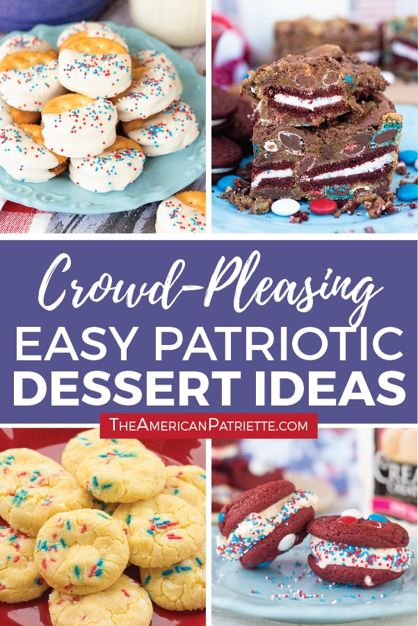 Get some fun red, white and blue dessert ideas for your Memorial Day parties and 4th of July parties! Several easy recipes, perfect for a crowd! #4thofJuly #patrioticrecipes #Memorialday #summerfood #patrioticdesserts
