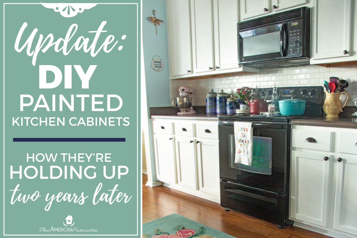 Update on our DIY White Painted Kitchen Cabinets – How are they holding up 2 years later?