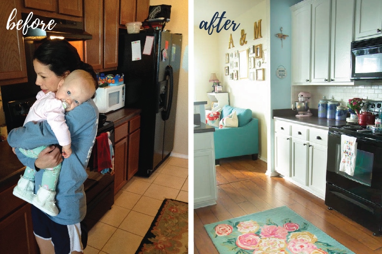 before and after photos of diy painted white kitchen ...