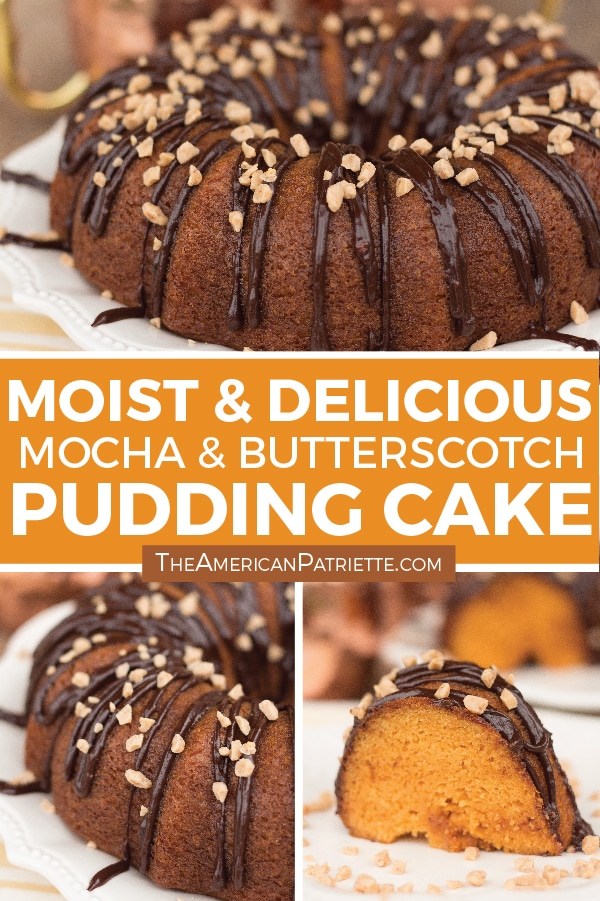 Moist Butterscotch Pudding Bundt Cake with Mocha Ganache