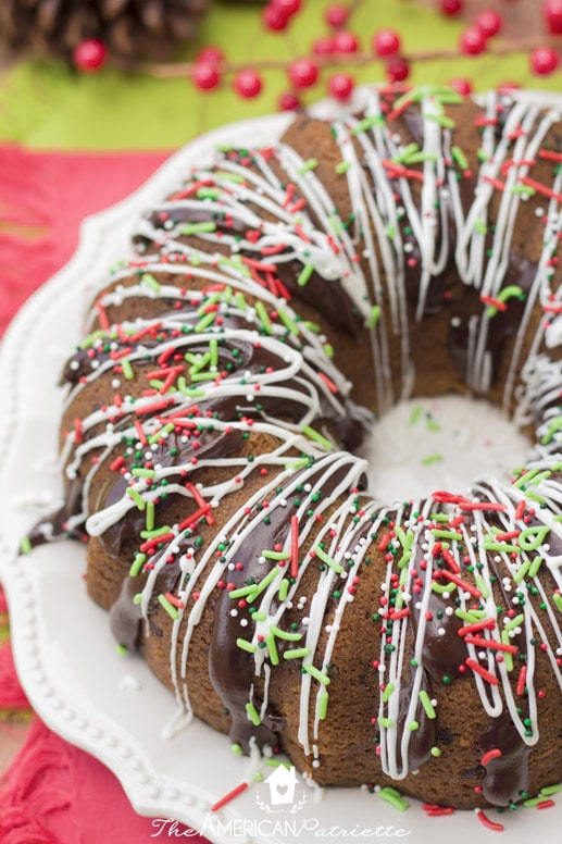 Super Moist Chocolate Pistachio Christmas Bundt Cake