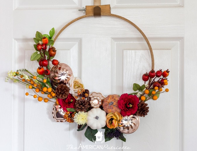 DIY Fall Floral Embroidery Hoop Wreath (perfect for your kitchen!)