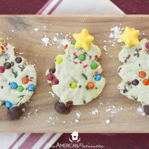 Chocolate Chip Pistachio Christmas Tree Cookies (Perfect for Santa!)