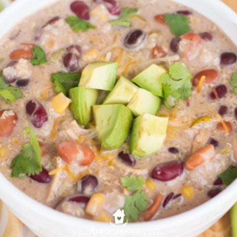 No Prep Protein-Packed Green Chile Chicken and Quinoa Enchilada Soup