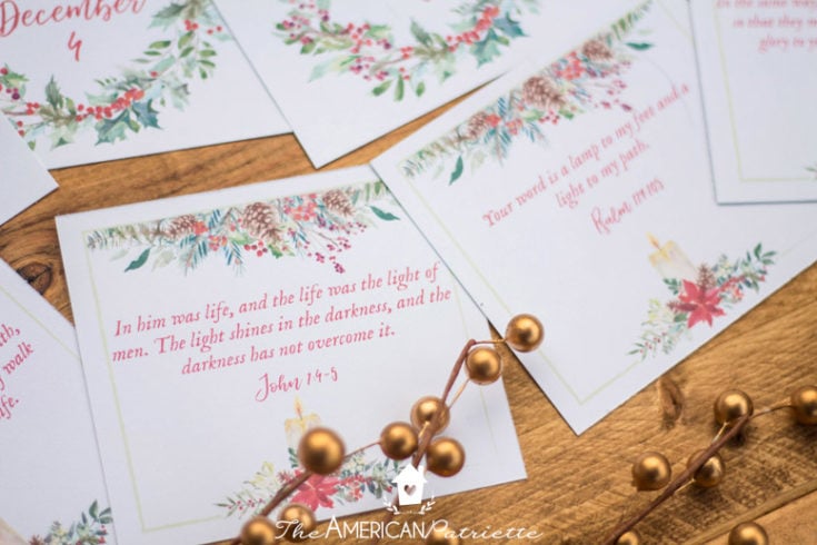 Free Printable Advent Calendar with Scriptures - The American Patriette