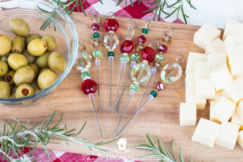 Easy DIY Fancy Beaded Christmas Appetizer Skewers