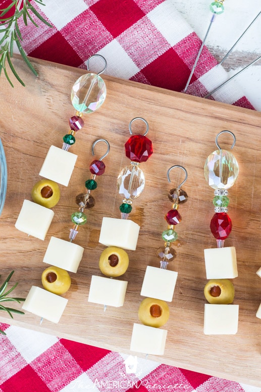 Easy DIY Fancy Beaded Christmas Appetizer Skewers