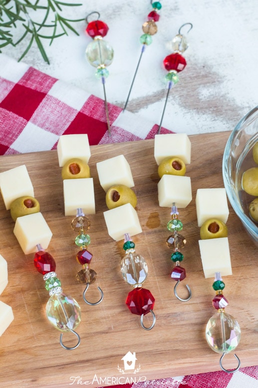 Easy DIY Fancy Beaded Christmas Appetizer Skewers