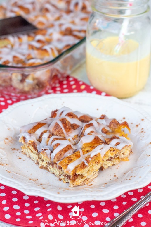 Easy 3-Ingredient Eggnog Cinnamon Roll Breakfast Bake - The American ...