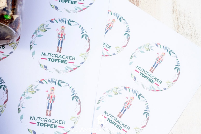 Christmas Saltine Nutcracker Toffee Mason Jar Gift with Free Printable Labels