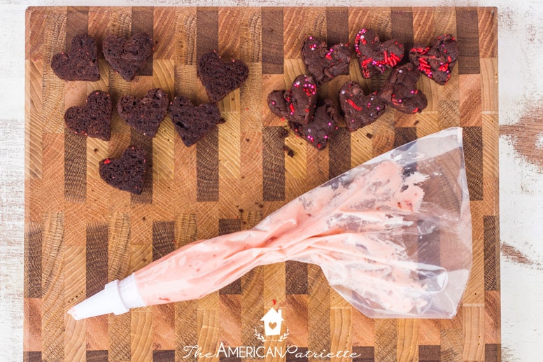 Dark Chocolate Chip & Strawberry Buttercream Valentine Sandwich Cookies