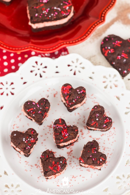 Dark Chocolate Chip & Strawberry Buttercream Valentine Sandwich Cookies