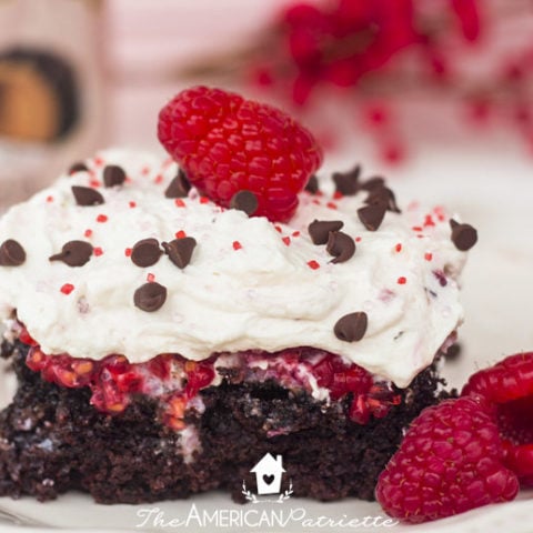 Easy White Chocolate Raspberry Truffle Poke Cake