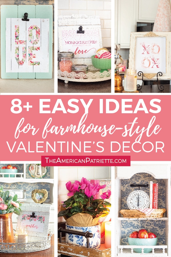 Easy Farmhouse-Style Valentine Decor for your Kitchen - home decor inspiration with a seasonal country cottage chic look, including free decor printables!