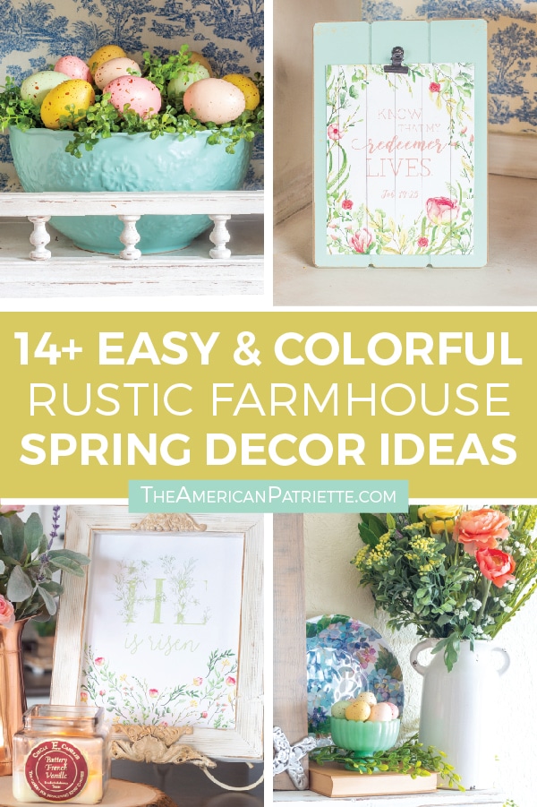 Easy and colorful rustic farmhouse-style decorating ideas for spring. Gorgeous french country style on a budget! #frenchcountry #farmhouse #DIY #cottagechic #livingroom