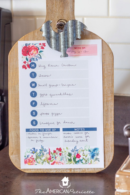 Diy Menu Board Clip Frame For Weekly Meal Plan The American