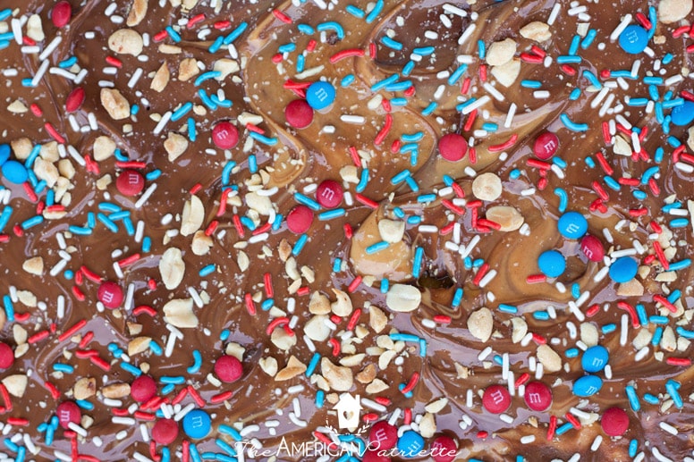 Easy Chocolate Peanut Butter Patriotic Saltine Toffee