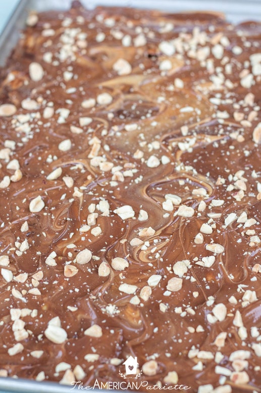 Easy Chocolate Peanut Butter Patriotic Saltine Toffee