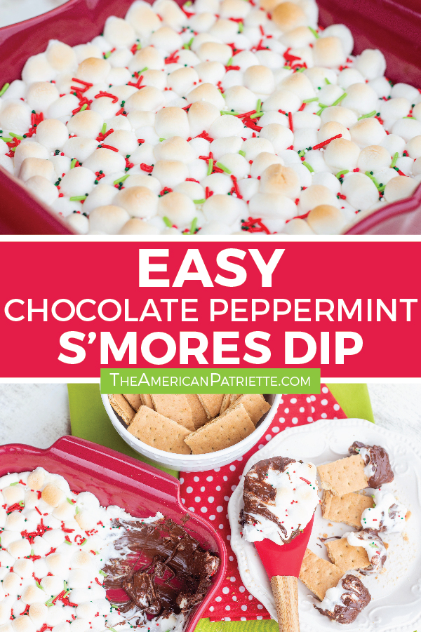 This easy peppermint s’mores dip is the perfect simple Christmas dessert idea for holiday parties! Only takes a few minutes to prepare and everyone will love it! #christmasdesserts #christmasbaking #holidaybaking #holidaydessert #easydessert