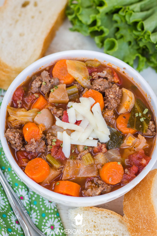 The BEST Sausage, cabbage, and vegetable soup