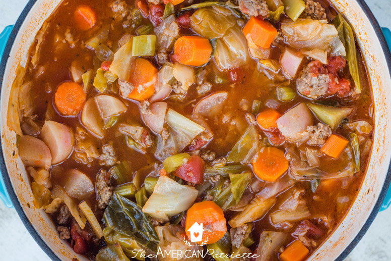 The BEST Sausage, cabbage, and vegetable soup