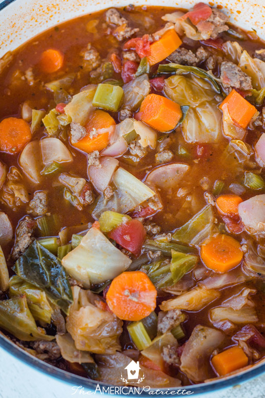 The BEST Sausage, cabbage, and vegetable soup