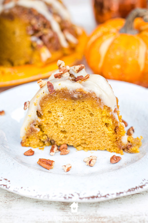 Easy Pumpkin Praline Bundt Cake with Cream Cheese Frosting Glaze