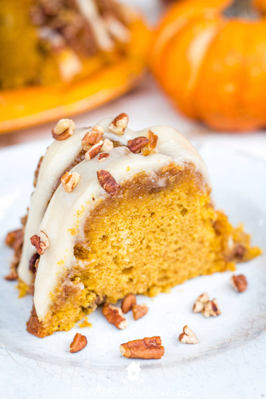 Easy Pumpkin Praline Bundt Cake with Cream Cheese Frosting Glaze