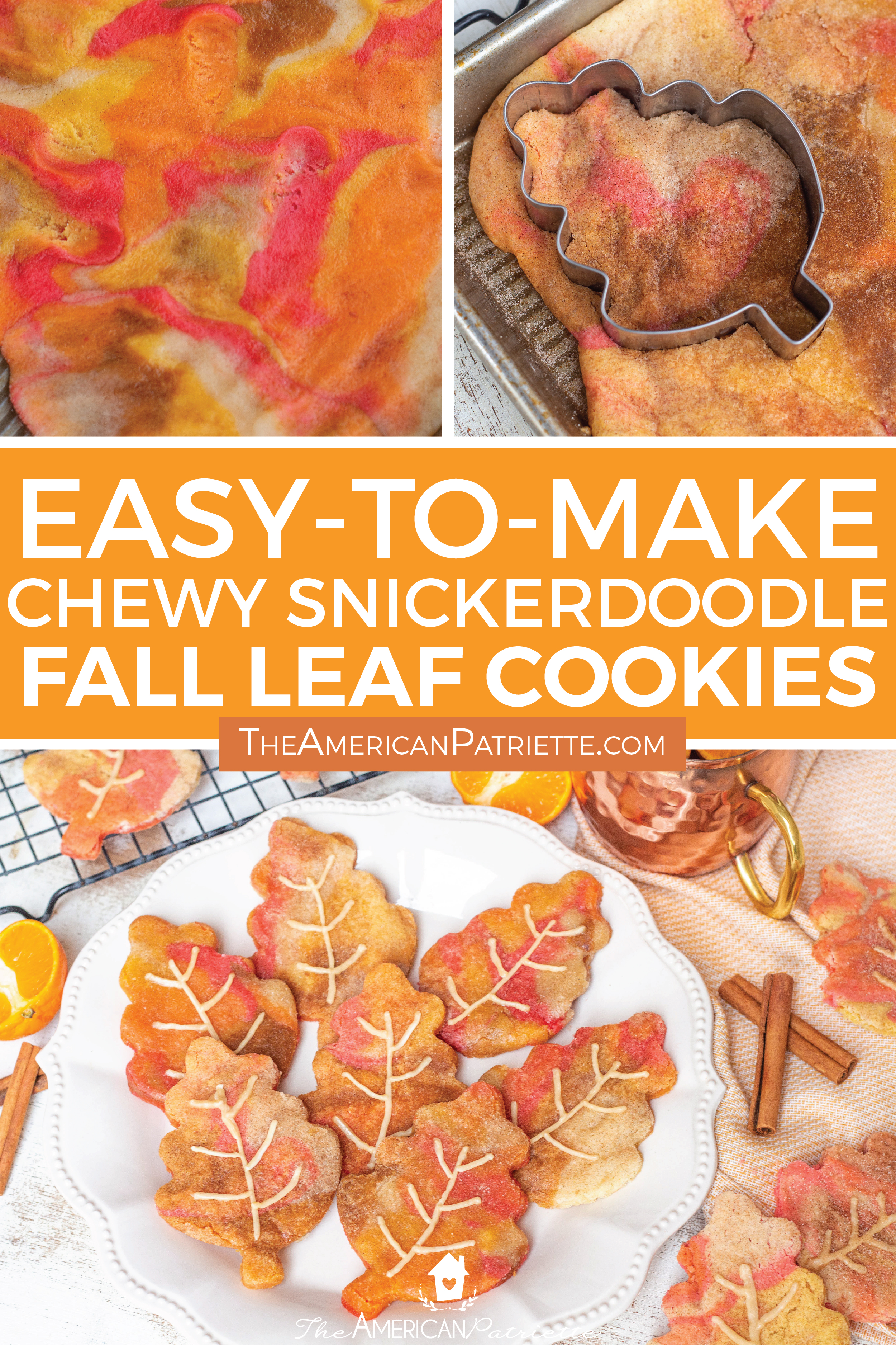 Easy and Chewy Fall Leaf Snickerdoodle Cookies