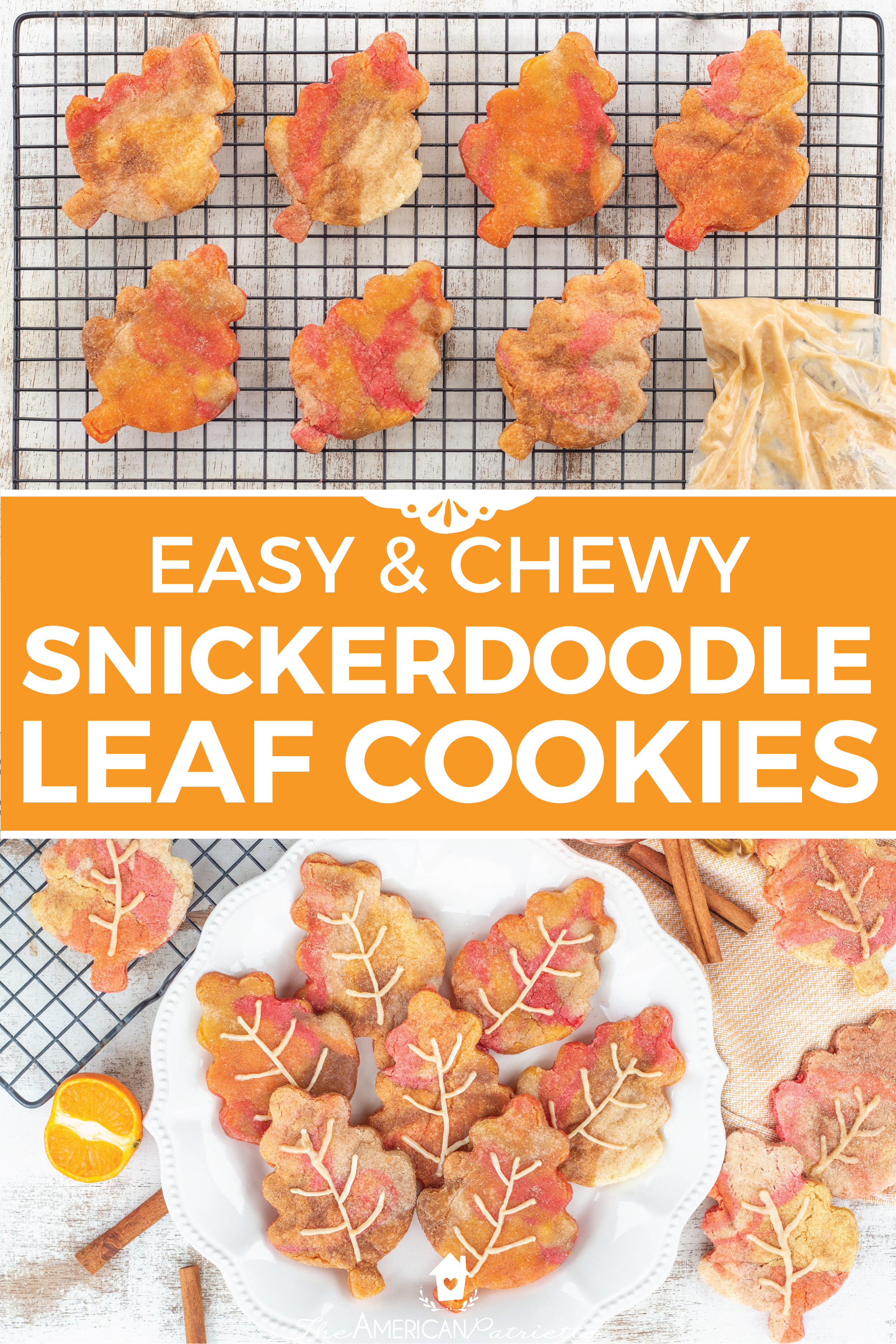 Easy and Chewy Fall Leaf Snickerdoodle Cookies