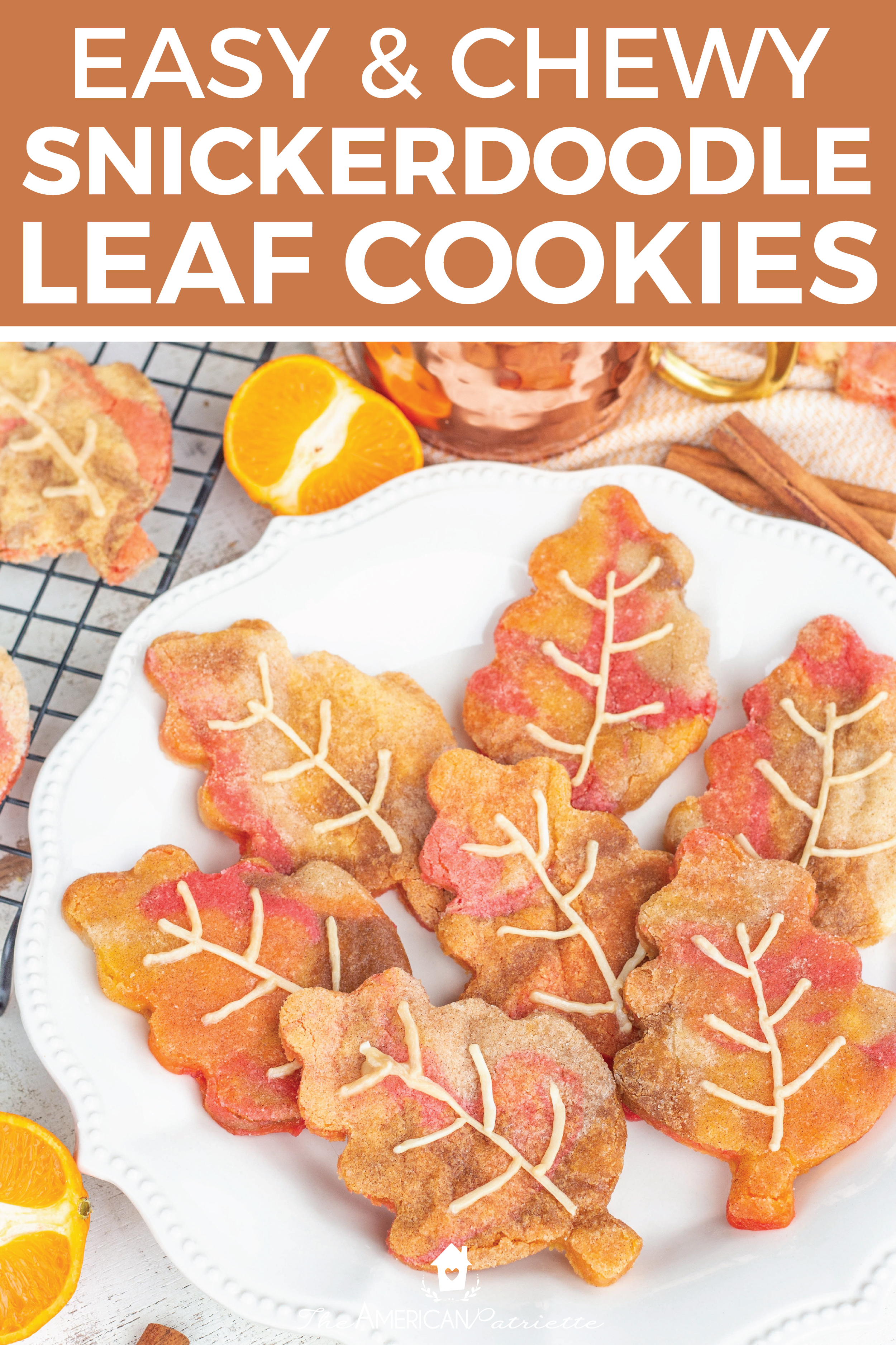 Easy and Chewy Fall Leaf Snickerdoodle Cookies