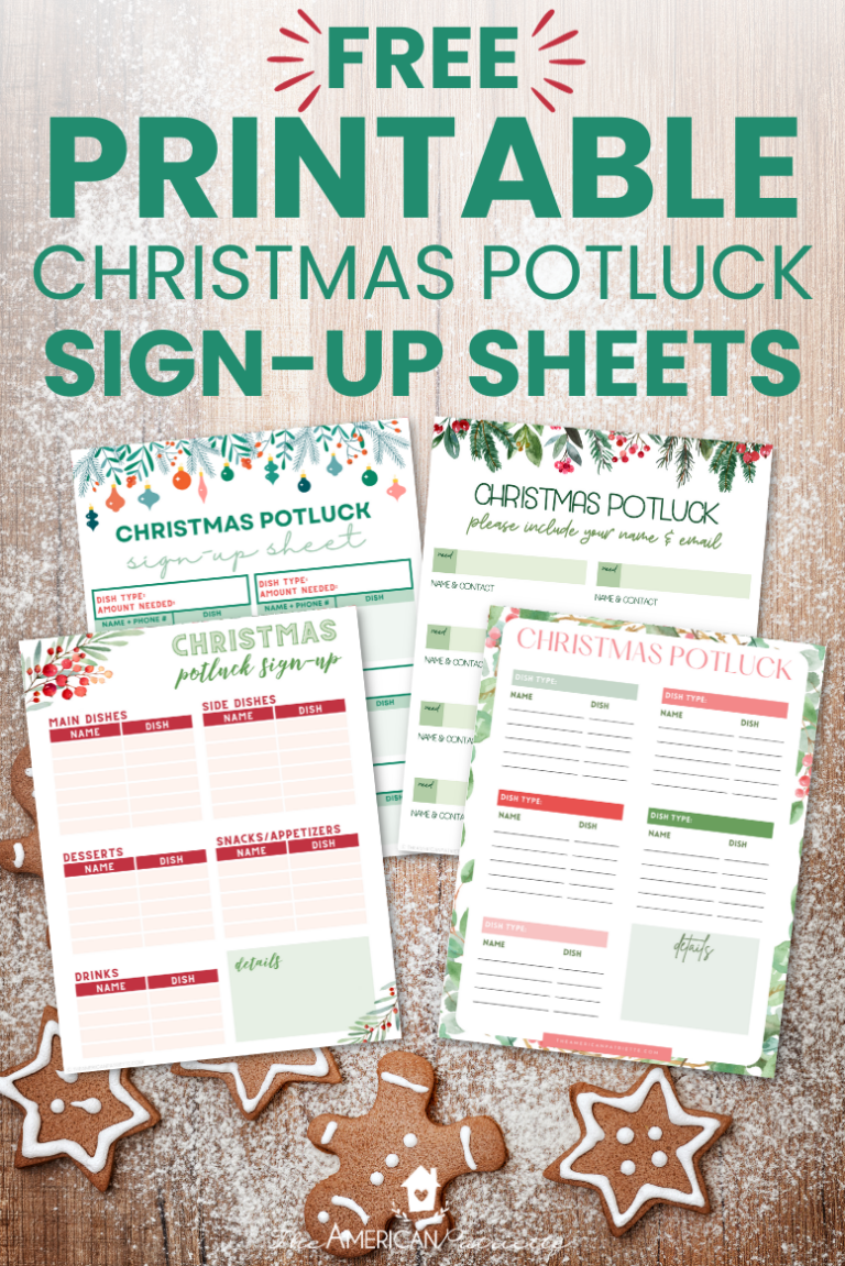Free Printable Christmas Potluck Sign Up Sheets