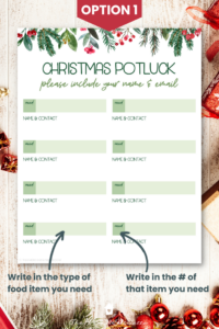 Free Printable Christmas Potluck Sign Up Sheets - The American Patriette